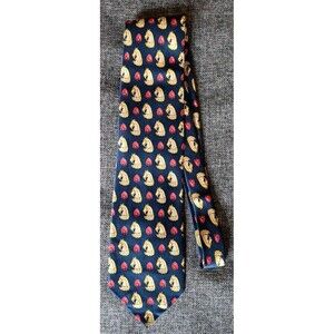 Tie 70s 80s 90s Y2K Mens Sinsabang Silk Blue Yellow Red Horse 3.75 Wide 58 Long